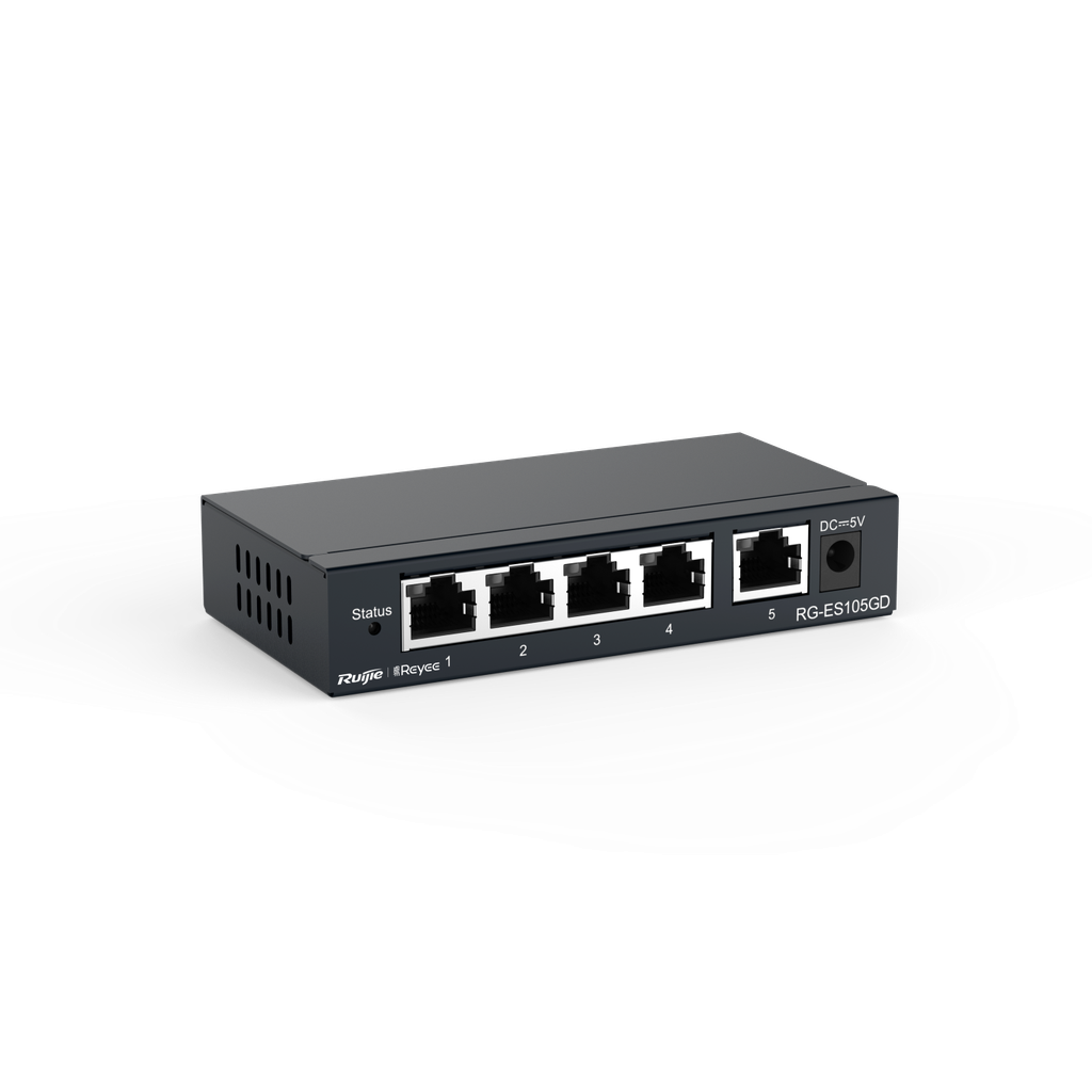 
سويتش جيجابت غير مُدار بـ 5 منافذ، 5 منافذ جيجابت RJ45، علبة فولاذية