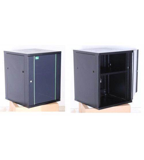 BNET Wall Cabinet 15U 600 X 800 With 2 Fan, 1 Fixed Shelf, Bracket Set, Black 9005
