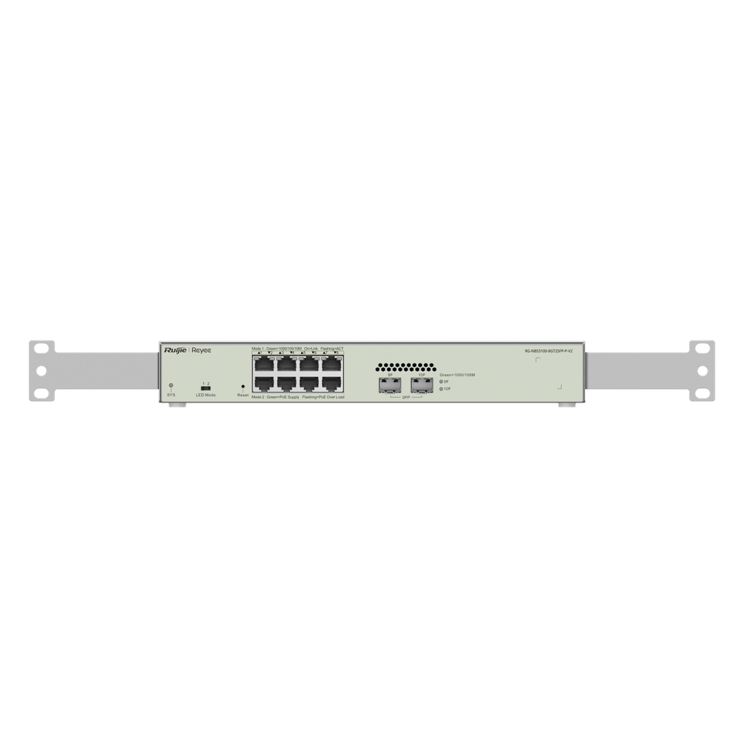 RG-NBS3100-8GT2SFP-P-V2, 10-Port Gigabit Layer 2 Cloud Managed PoE Switch