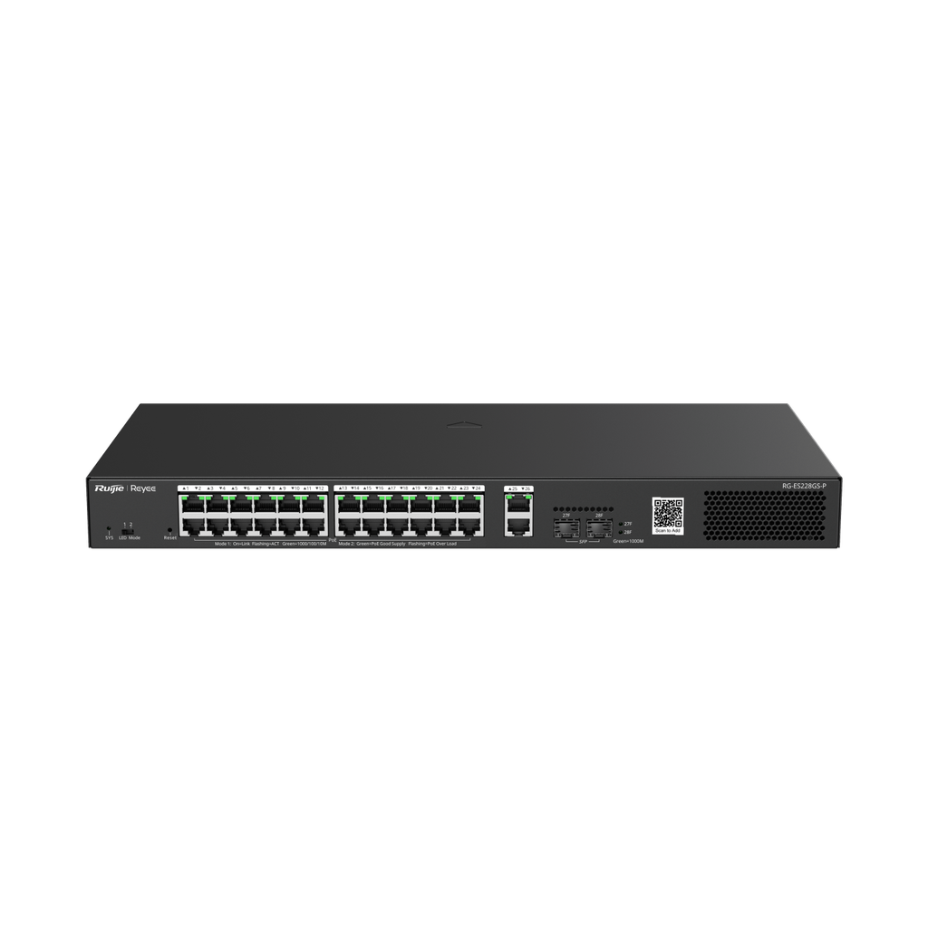 RG-ES228GS-P 28-Port Gigabit Smart Cloud Managed PoE Switch