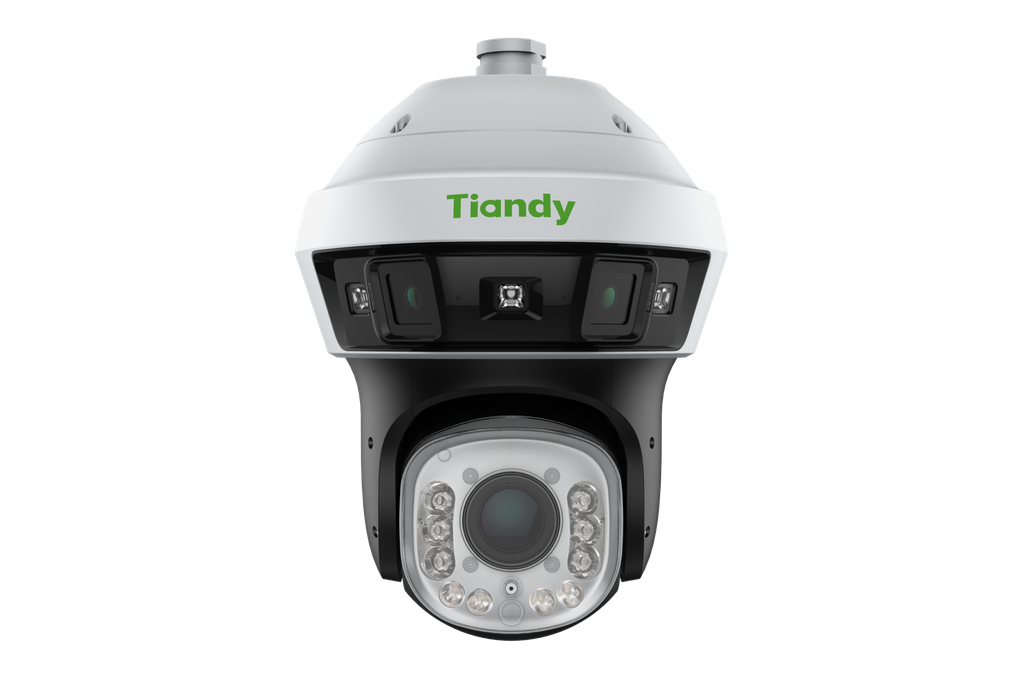  Tiandy PTZ panoramic camera with a resolution of up to 3840x1568@30fps, with a 190° horizontal and 75° vertical field of view,  25x optical zoom, and 16x digital zoom, supporting early warning tracking (AEW)