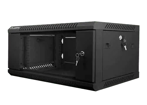 Bolein 6U 600*450mm Wall-mount cabinet, Front single glass door, 1 fan, black color BLWM-6406