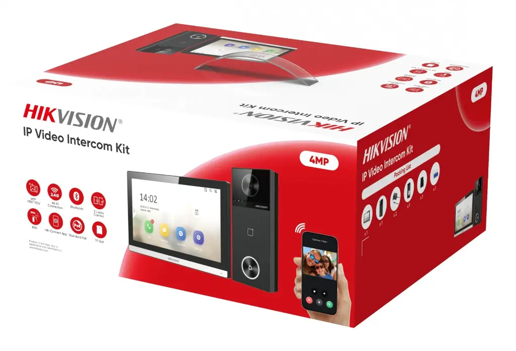 طقم إنتركم فيديو هيكفيجن مع شاشة داخلية وكاميرا باب