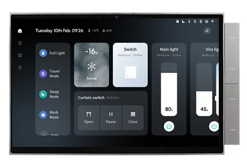 لوحة تحكم تعمل باللمس مقاس 10.1 بوصة مزودة ببوابة منزل ذكي بتقنية Zigbee، ومركز موسيقى، وشاشة اتصال داخلي، 3 في 1 مع مساعد Alexa مدمج.