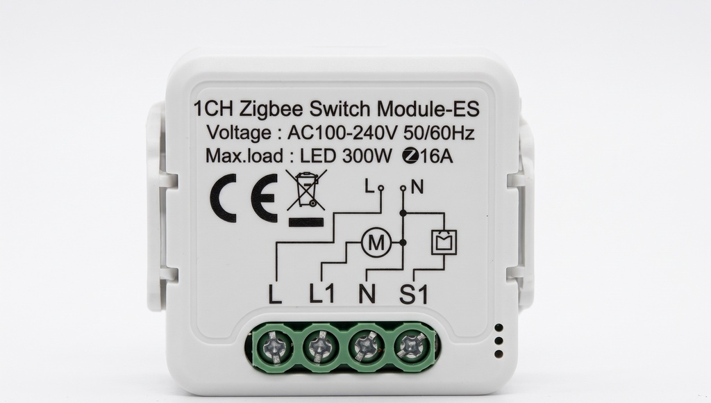 وحدة مفتاح ذكي Zigbee بتوصيلNوL، أحادية (1Gang) وبقدرة16أمبير، تتيح تحويل المفاتيح التقليدية الحالية إلى مفاتيح ذكية، وتعمل بجهد AC 100–240فولت/50–60 هرتز للتحكم الذكي بالإضاءة والأجهزة الكهربائية.
