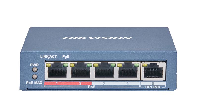 HIKVISION LONG REACH 4 PORT POE SWITCH UP TO 250 METERS,  58 WATTS