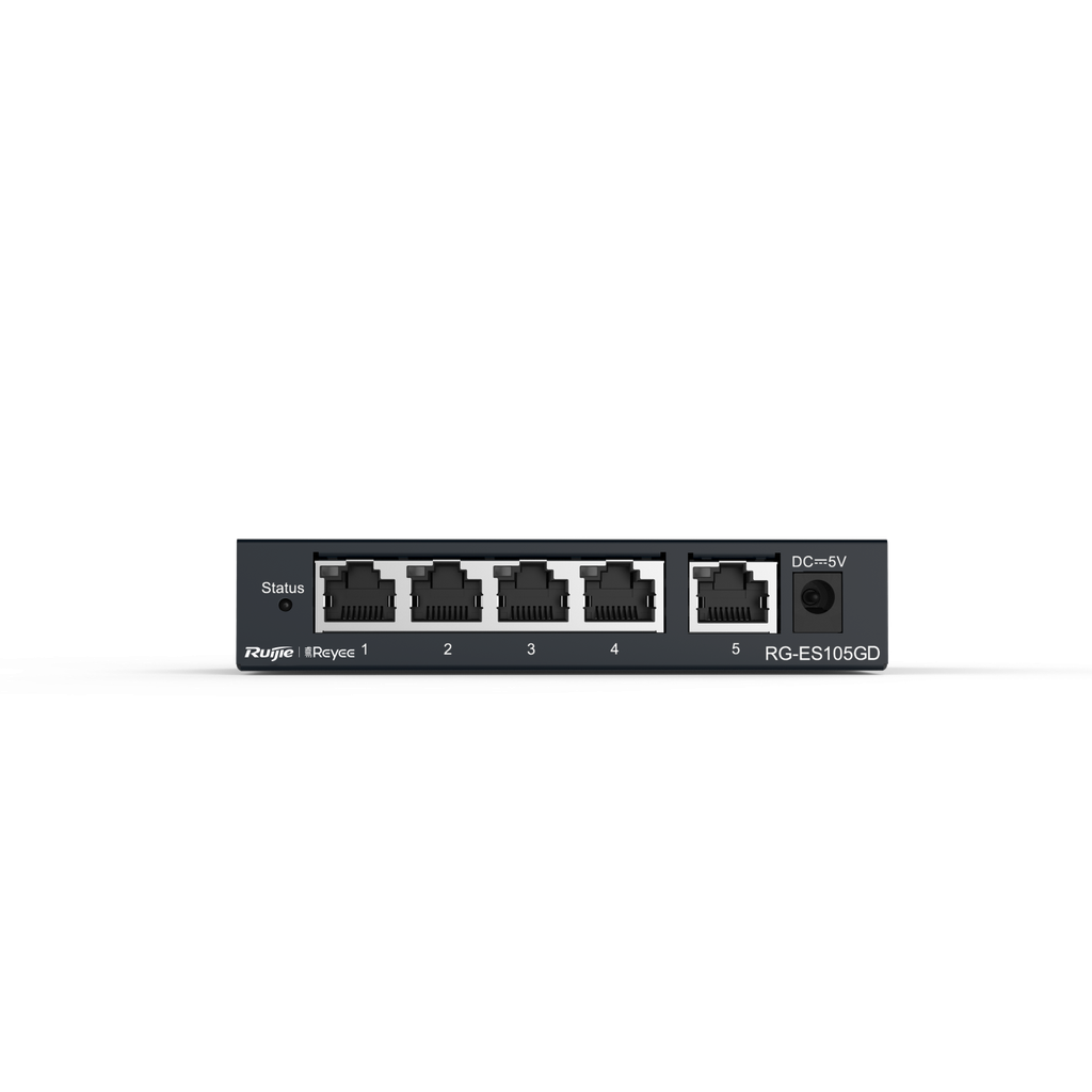 
سويتش جيجابت غير مُدار بـ 5 منافذ، 5 منافذ جيجابت RJ45، علبة فولاذية
