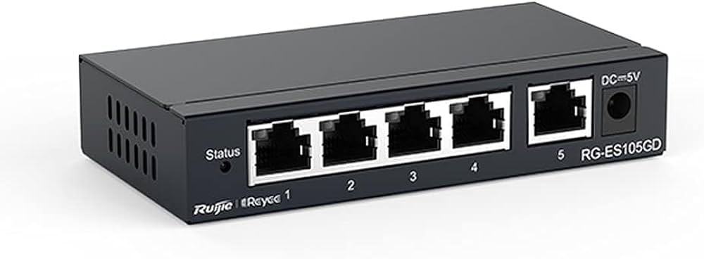 5-Port Gigabit unmanaged Switch, 5 Gigabit RJ45 Ports ,Steel Case