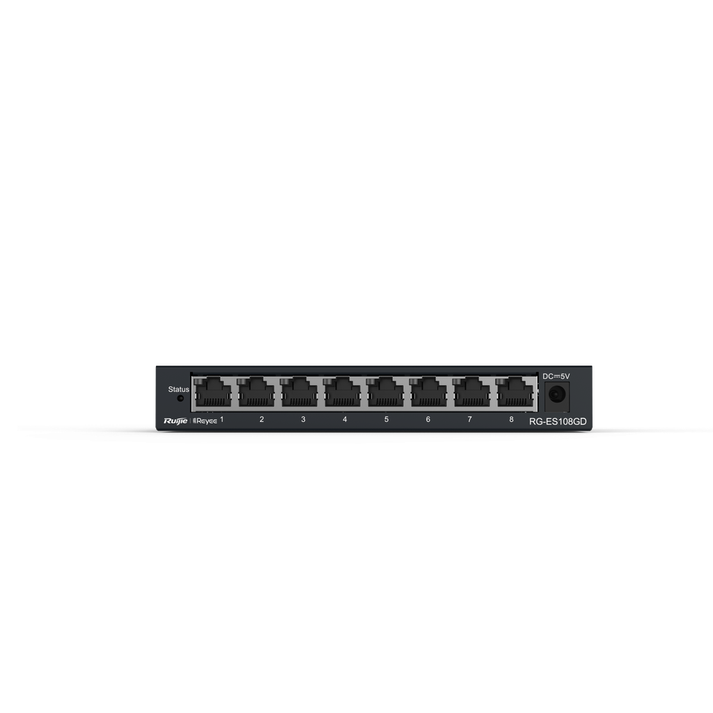 سويتش جيجابت غير مُدار بـ 8 منافذ، 8 منافذ جيجابت RJ45، هيكل فولاذي
