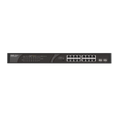 16 x 1000M copper ports and 2 x 1000M uplink SFP combo ports: 16 ports for PoE/PoE+, with the maximum PoE power up to 247 W; unmanaged switch;
