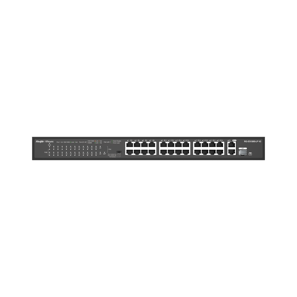 24-Port 10/100Mbps Switch with 2 Gigabit PoE Ports