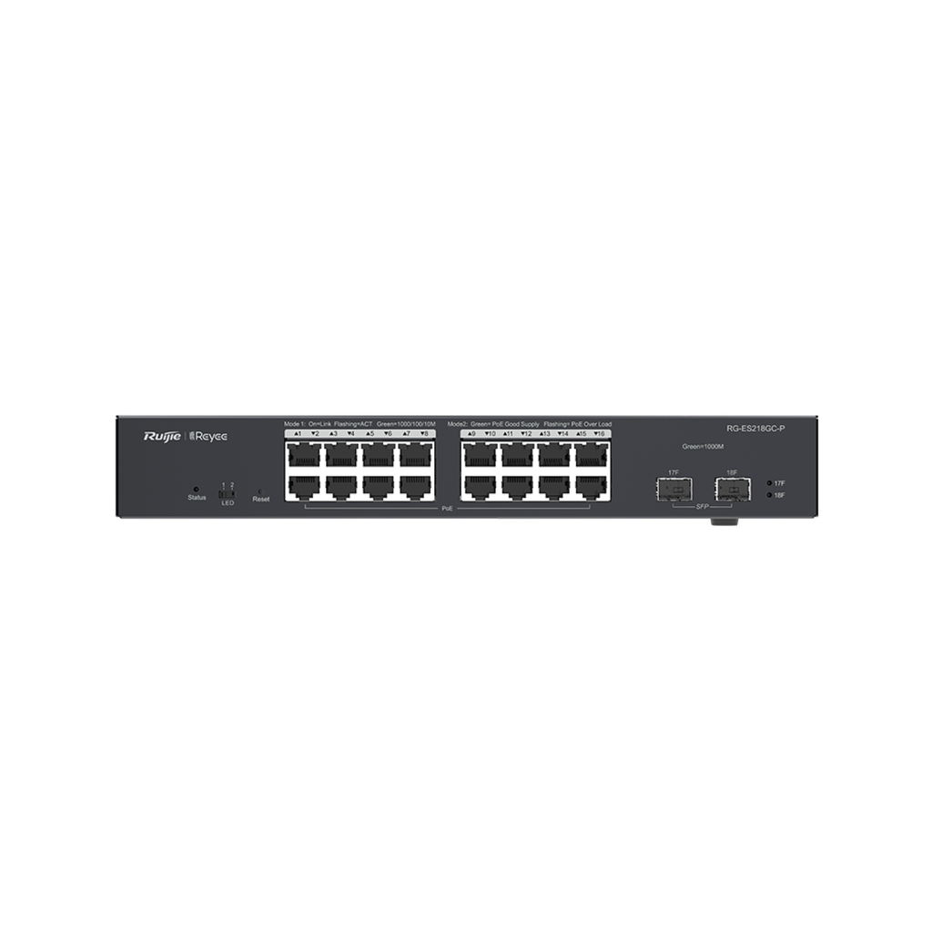 سويتش جيجابت في الثانية 16 منافذ و 2XSFP -POE - و كلاود مدى الحياة من Reyee
