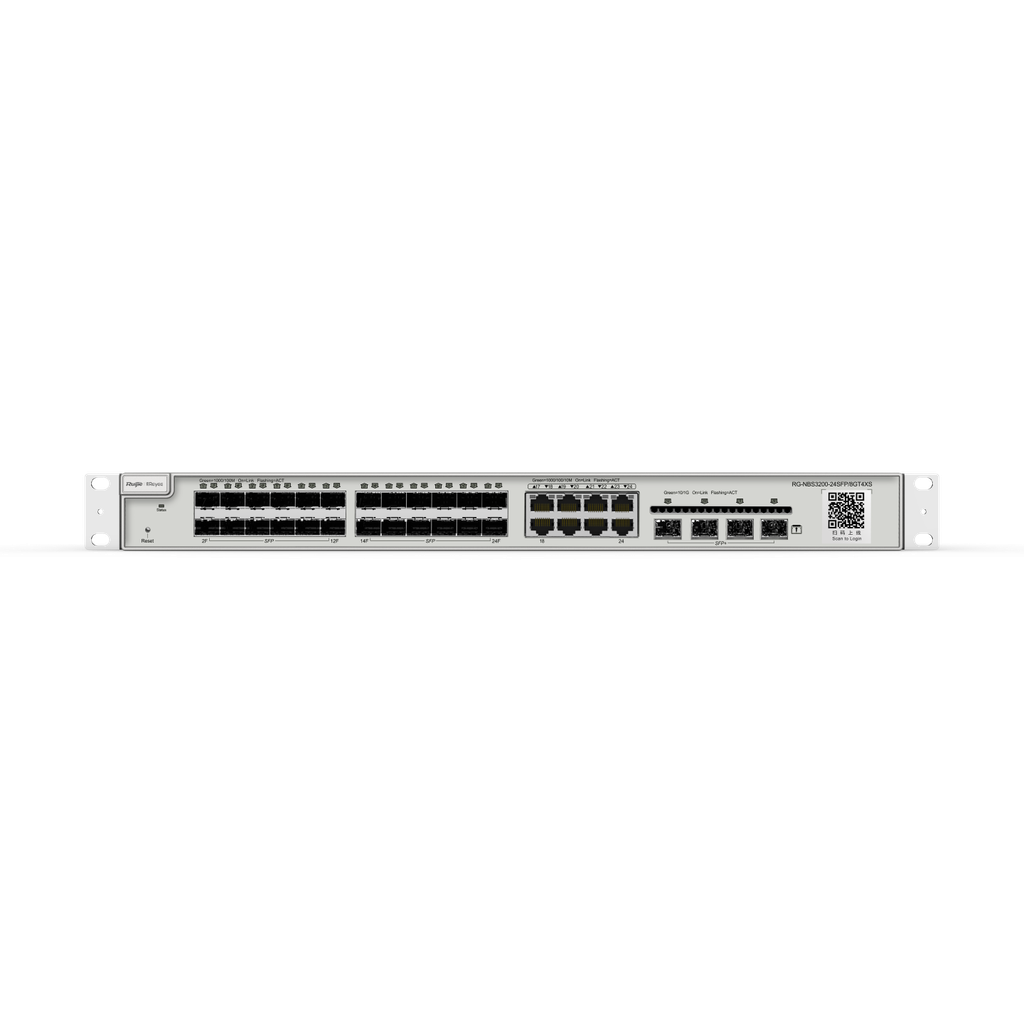 24-Port SFP L2 Managed 10G Switch, 24 SFP Slots, 8 Gigabit RJ45 Combo Ports, 4 *10G SFP+ Slots, 19-inch Rack-mountable Steel Case