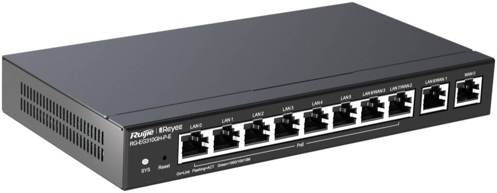 Reyee 10-Port Gigabit Router with 4-Line Integration and Lifetime Cloud