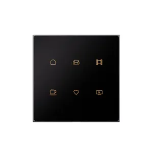  Nature Switch Scene Panel (6Key)(Black AG Glass -White 3way)