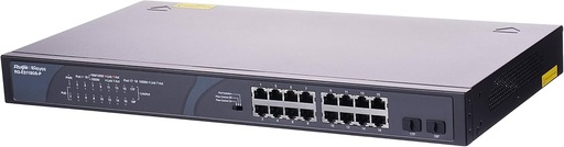 16 x 1000M copper ports and 2 x 1000M uplink SFP combo ports: 16 ports for PoE/PoE+, with the maximum PoE power up to 247 W; unmanaged switch;
